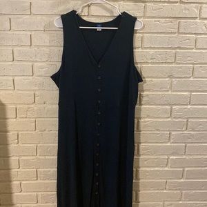 Sleeveless Rib-Knit Button-Front Midi Dress
